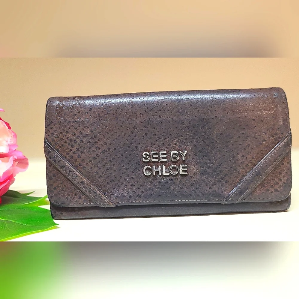 See By Chole🔥 Python Leather Wallet Rare - Picture 1 of 15